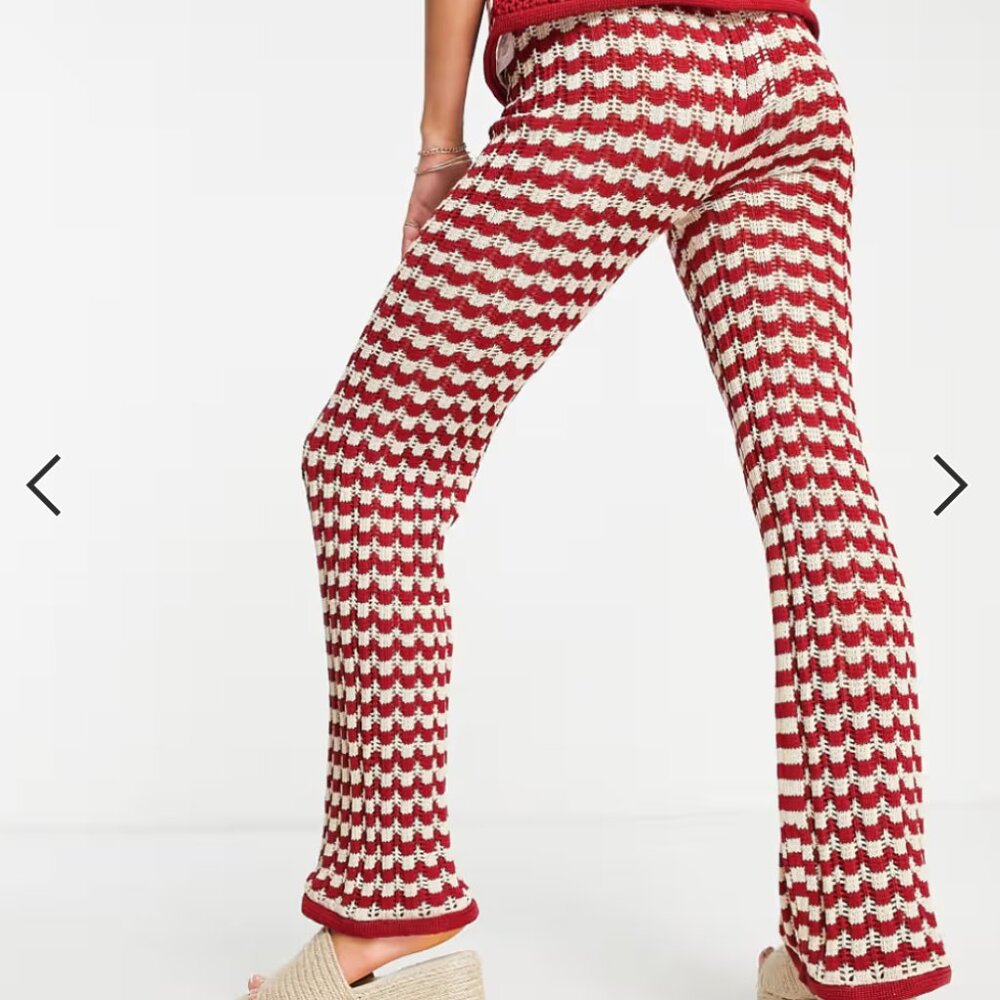 Damson Madder Crochet Pants Red & White US Sz6 ** See note on length** - Picture 6 of 6